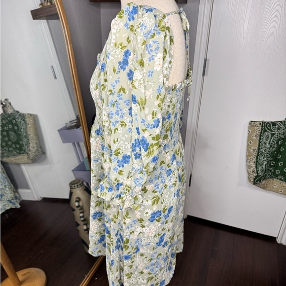 Reformation Floral Blue and Green Women's Dress - Picture 4 of 5
